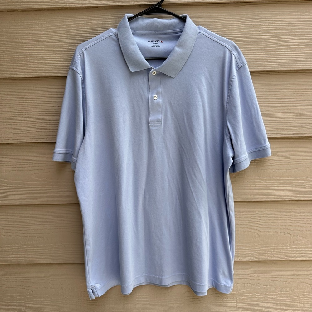 UNTUCKit Men's Light Blue Short Sleeve Performance Polo Shirt Size XL (A10)